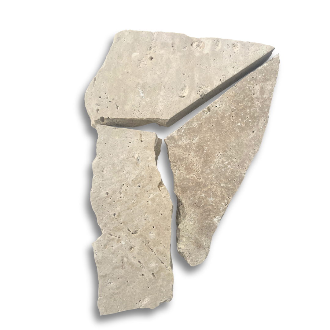 Raw Travertine Stone Slabs - Set of 3