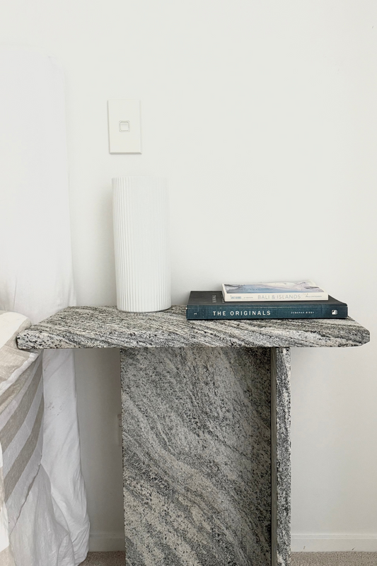 Black and White Granite Table - Pair