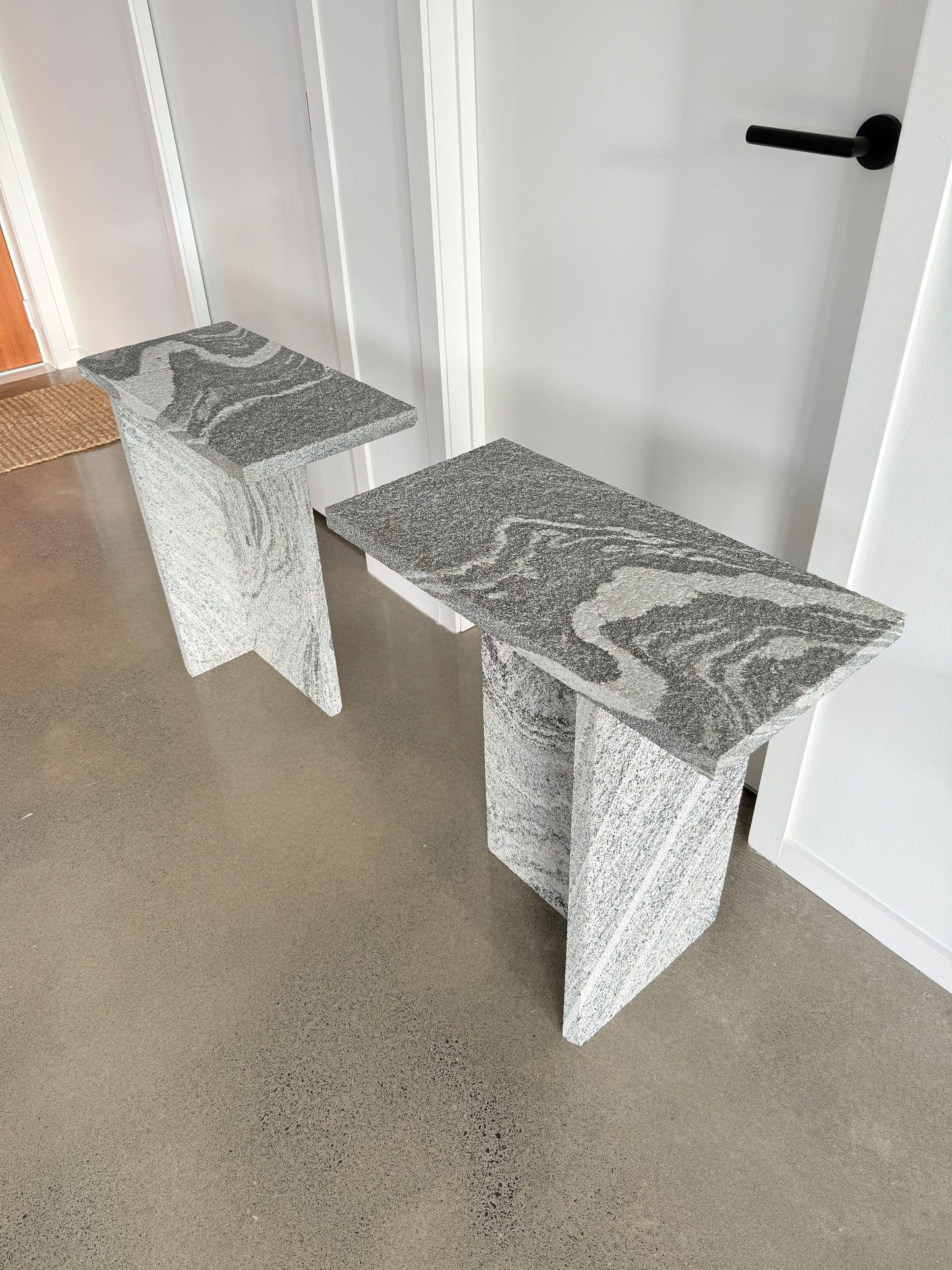 Black and White Granite Table - Pair
